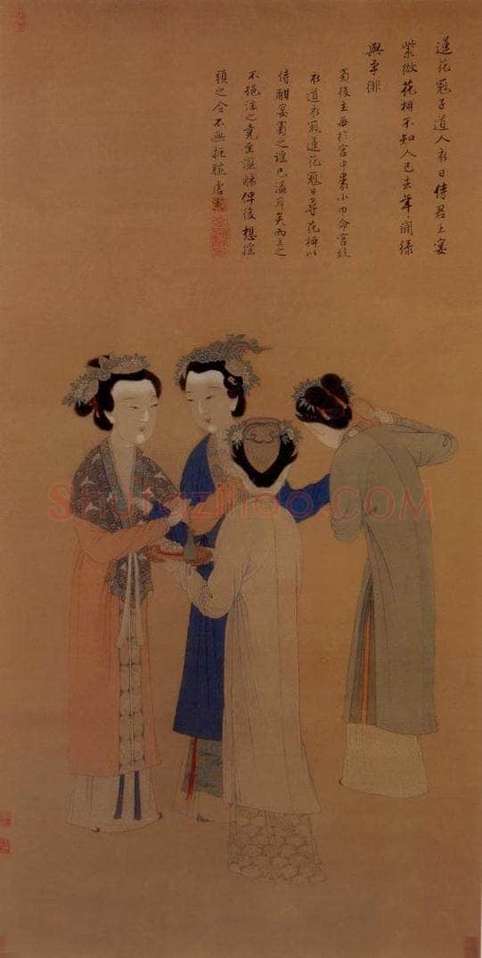 明 唐寅 《玉蜀宫妓图》 书画作品