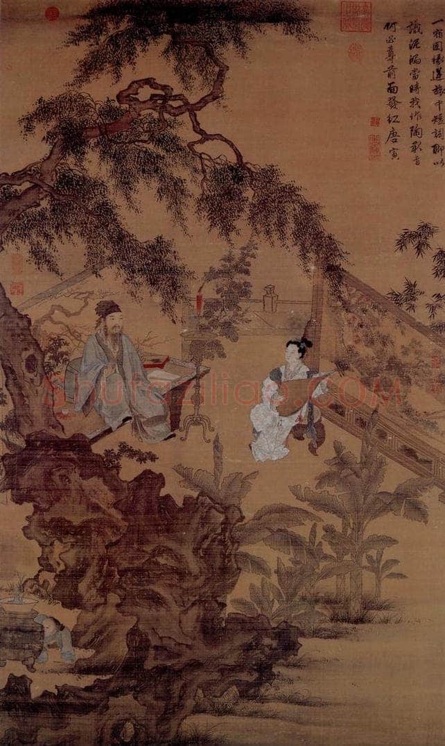 明 唐寅 《琴士图》 书画作品