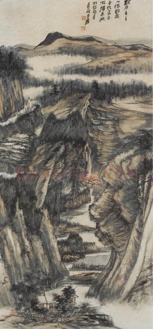  张大千 《秋山觅句图轴》 书画作品