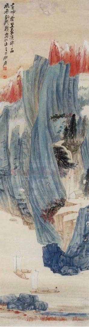  张大千 《远峰看黛图轴》 书画作品