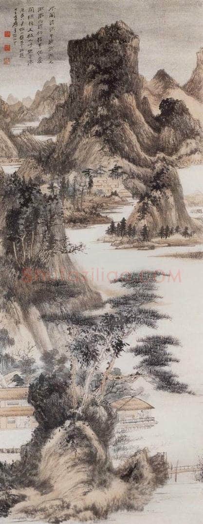 张大千 水阁清凉图轴 书画作品