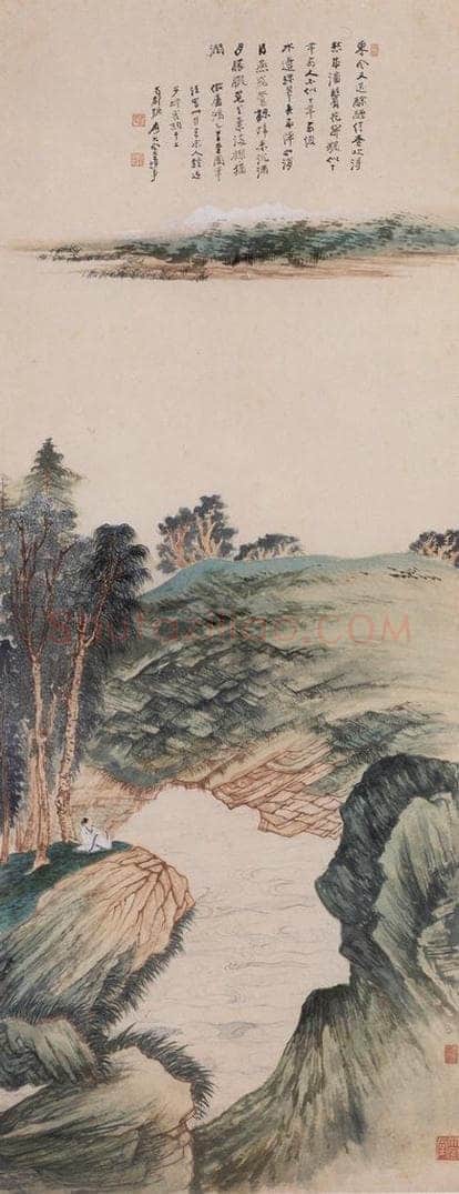 张大千 《独对东风图轴》 书画作品