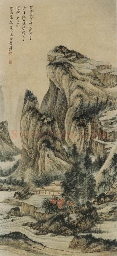 张大千 《拟巨然山水图轴》 书画作品
