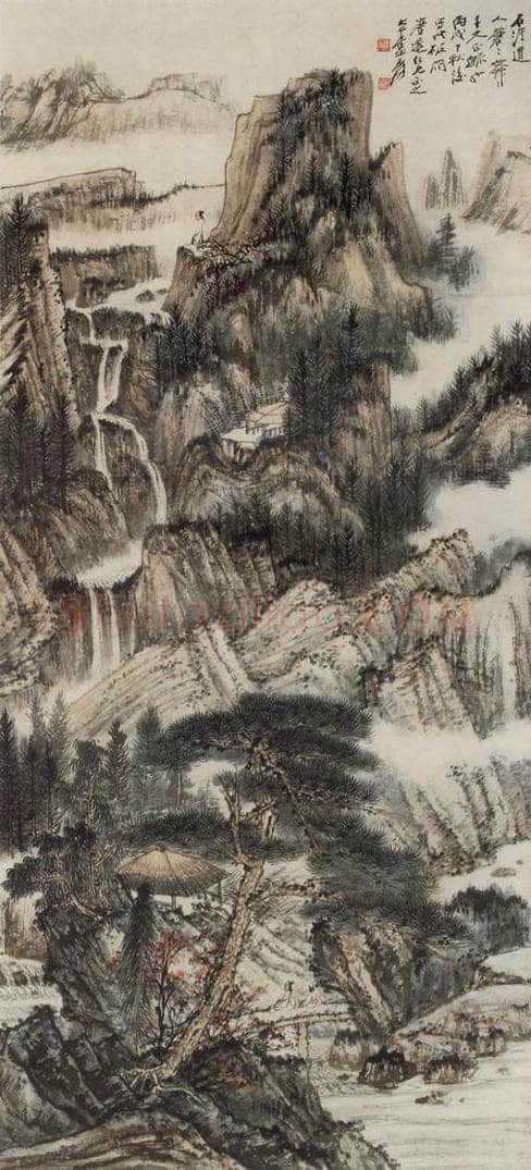 张大千 《仿石涛山水图轴》 书画作品