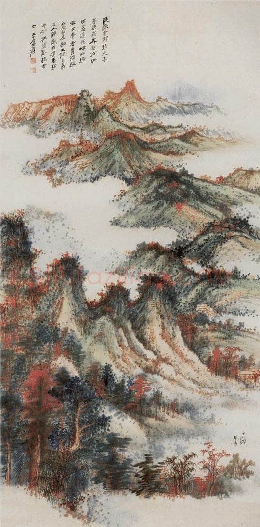  张大千 《暮染霜林图轴》 书画作品