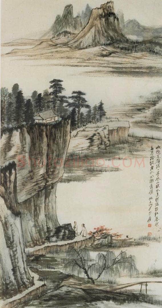  张大千 《秋风旧痕图轴》 书画作品