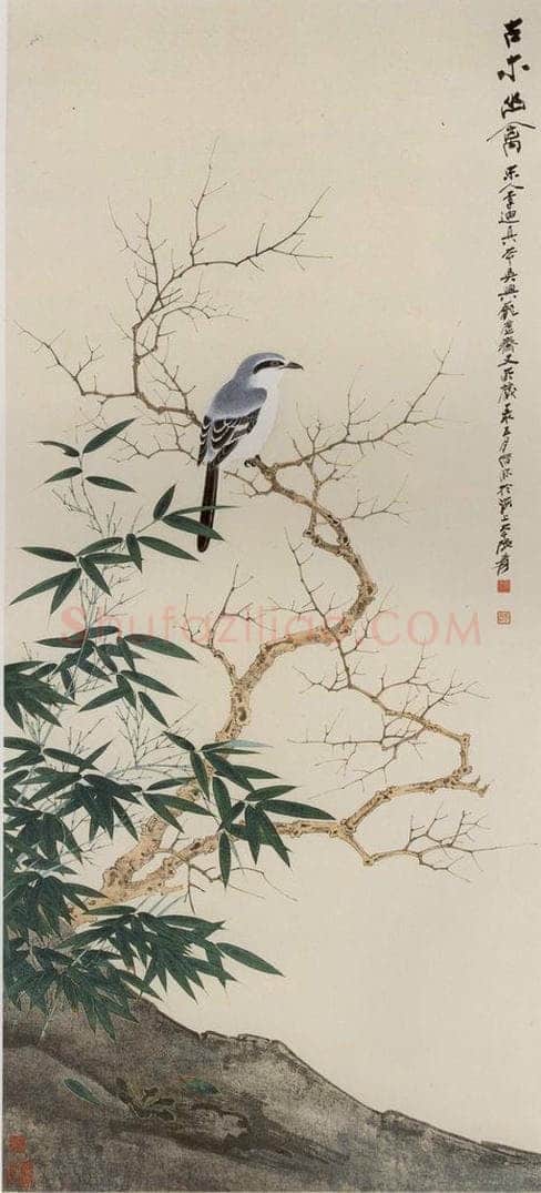 张大千 《古木幽禽图轴》 书画作品
