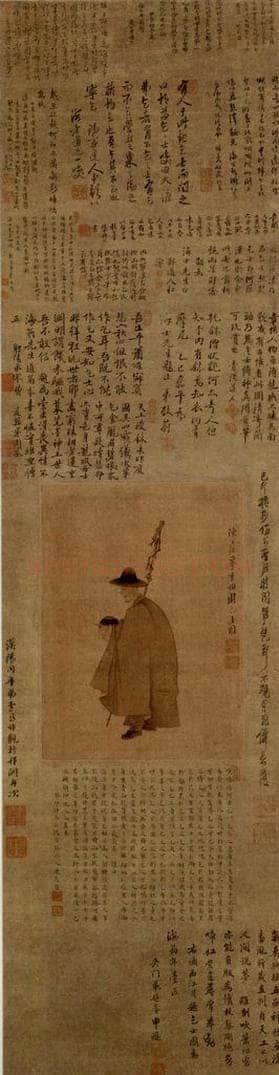 1639年 陈洪绶 《摹李公麟乞士图轴》 书画作品