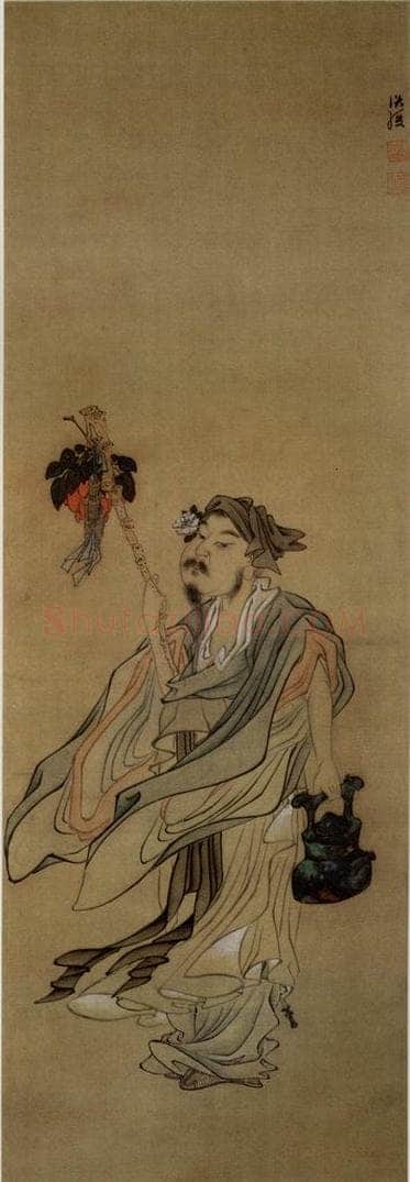 1639年 陈洪绶 《阮修沽酒图轴》 书画作品