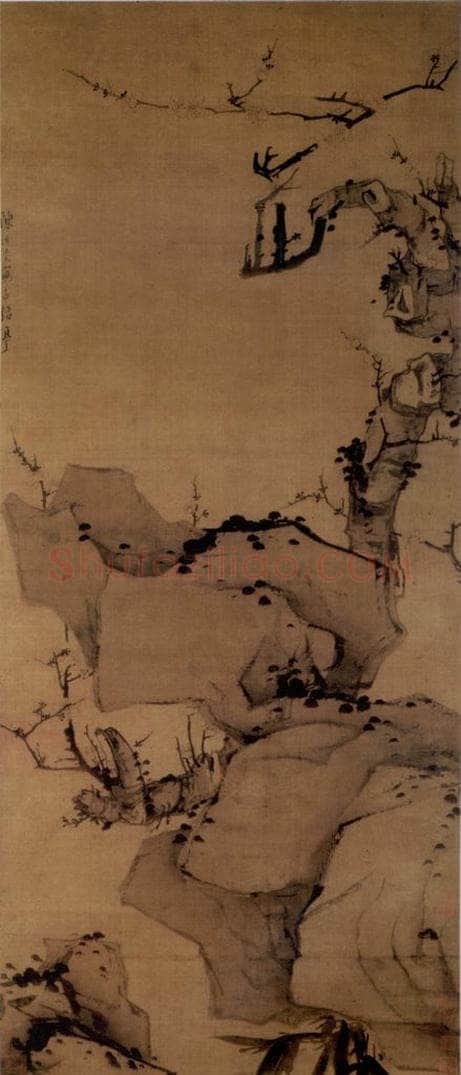 1639年 陈洪绶 《梅石图轴》 书画作品