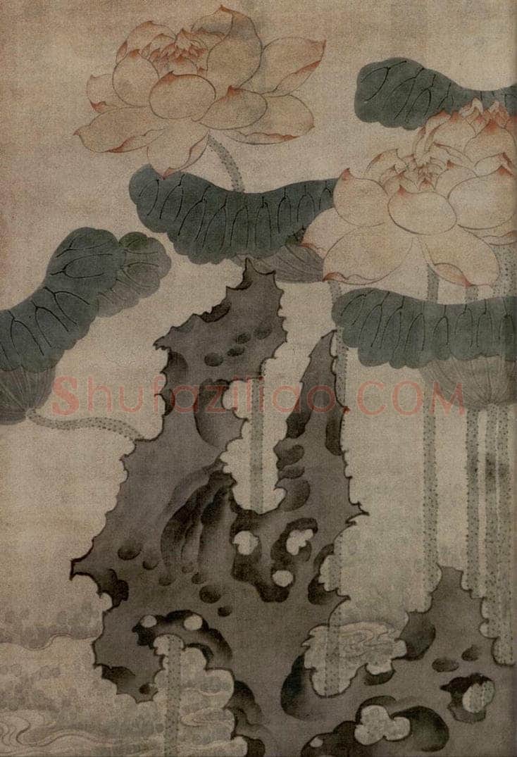 1640年 陈洪绶 《红莲图轴》 书画作品