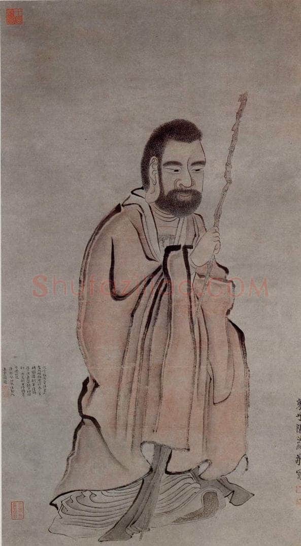 1645年 陈洪绶 《达摩禅师像轴》 书画作品