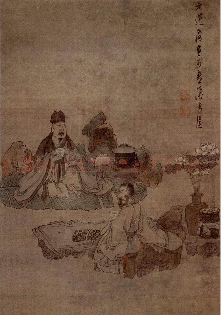 1645年 陈洪绶 《品茶图轴》 书画作品