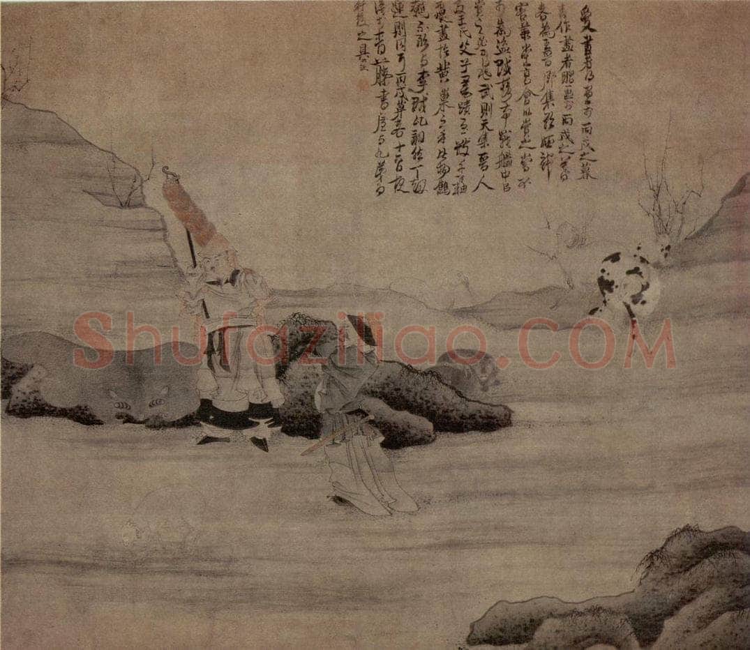 1646年 陈洪绶 《苏李泣别图轴》 书画作品