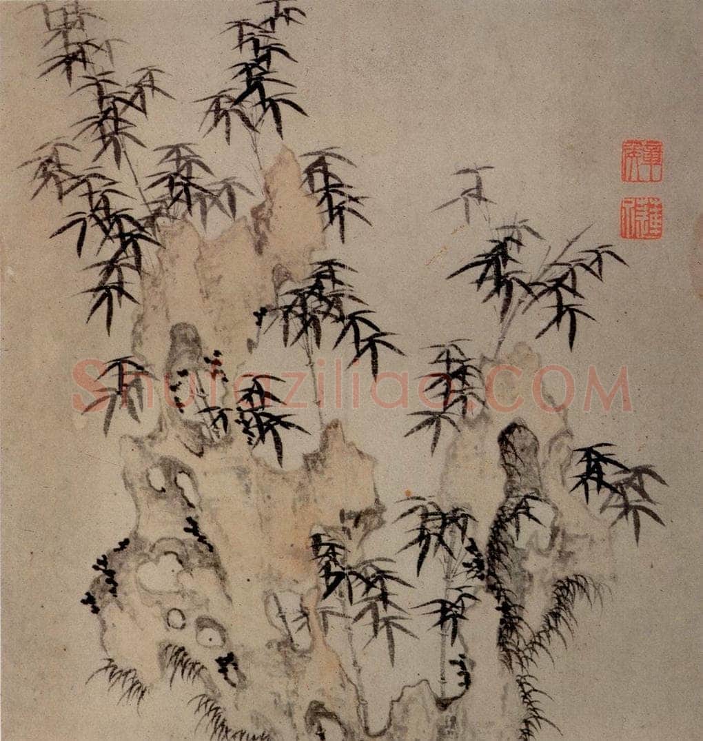 1647 陈洪绶 《梅竹山水图册》 书画作品