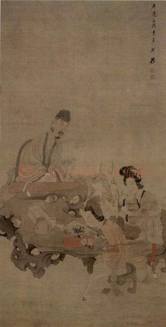 1649 陈洪绶 《授徒图轴》 书画作品