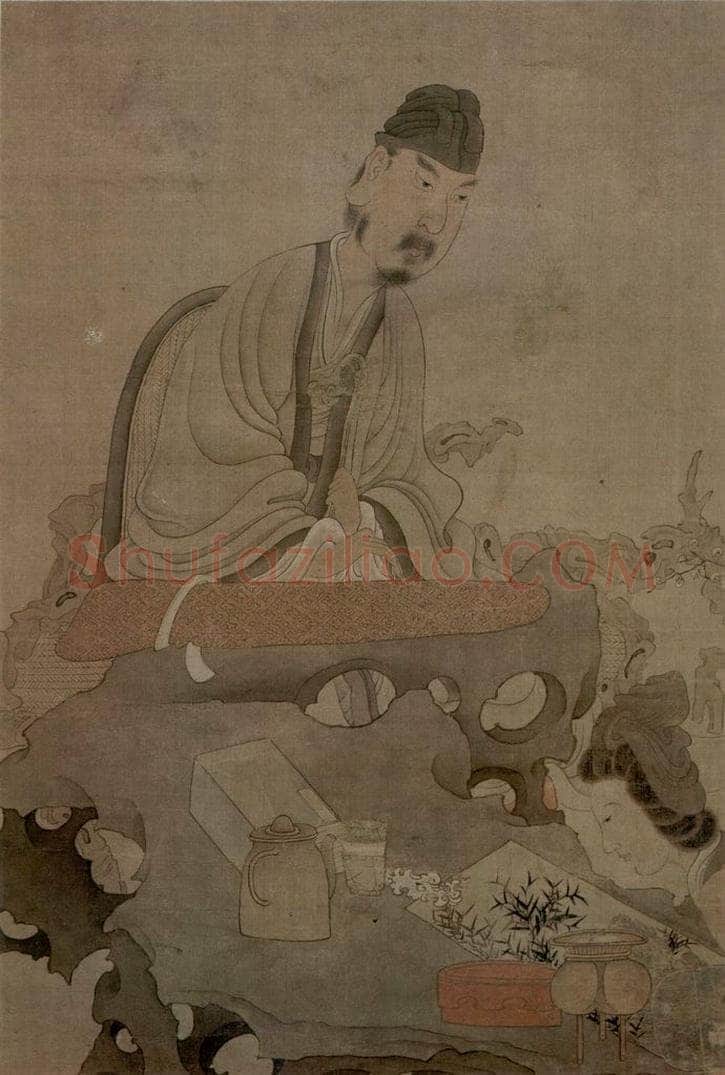 1649 陈洪绶 《授徒图轴》 书画作品