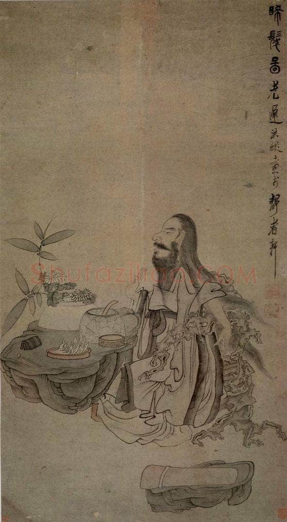 1649 陈洪绶 《晞发图轴》 书画作品