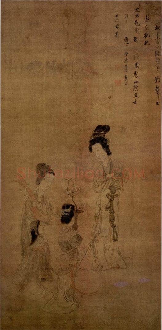 1649 陈洪绶 《抚乐仕女图轴》 书画作品