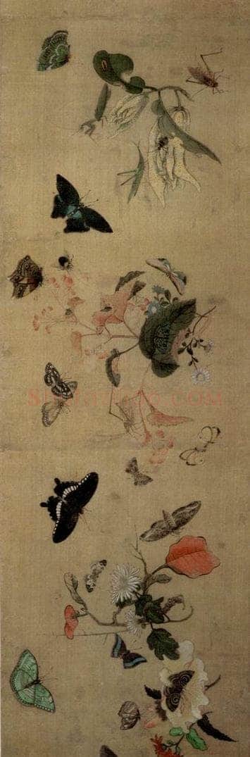 1649 陈洪绶 《百蝶图卷》 书画作品