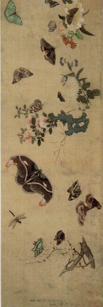 1649 陈洪绶 《百蝶图卷》 书画作品