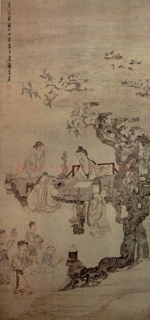 1650 陈洪绶 《李白宴桃李园图轴》 书画作品