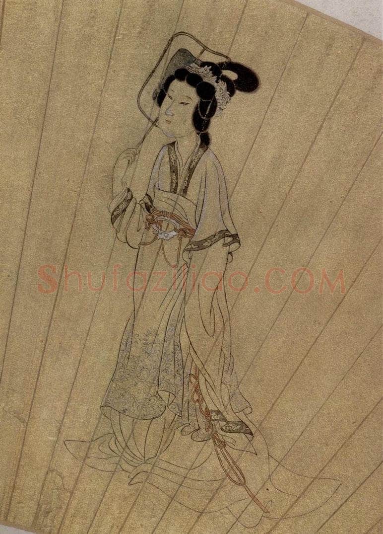 1650 陈洪绶 《扑蝶图扇》 书画作品
