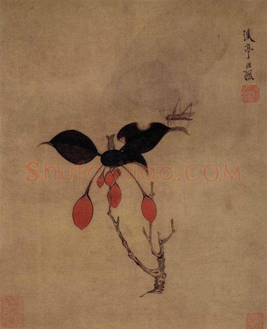 1633年 陈洪绶 《花鸟图册》 书画作品
