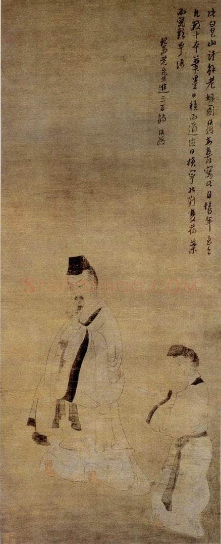 1636年 陈洪绶 《老妪解诗图轴》 书画作品