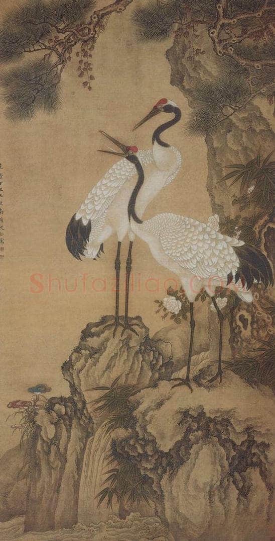 清 沈铨 《松鹤图轴》 书画作品
