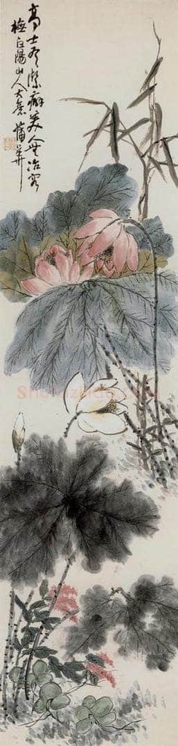 清 蒲华 《红蓼荷花图轴》 书画作品