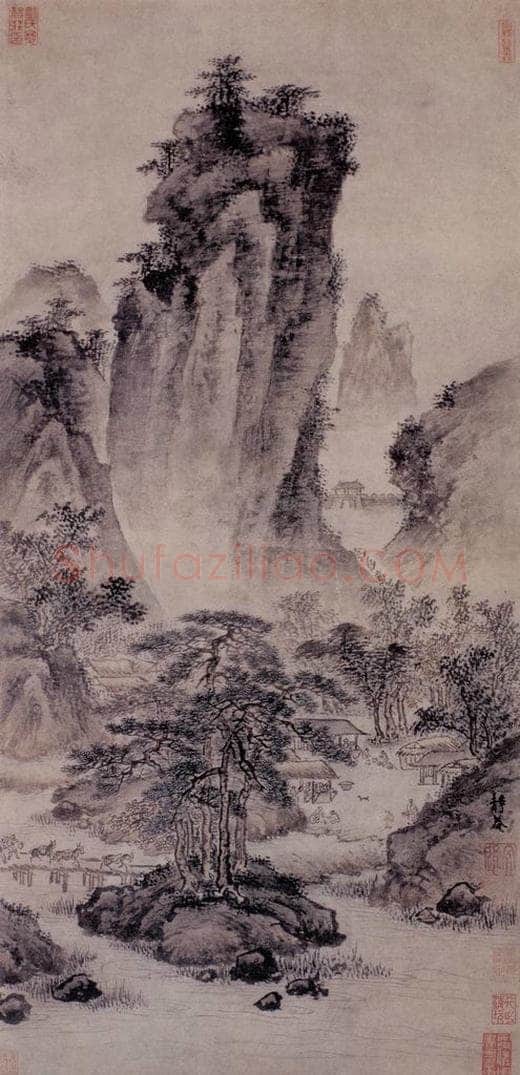 明 戴进 关山旅行图 书画作品