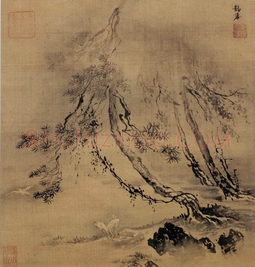 明 戴进 三鹭图 书画作品