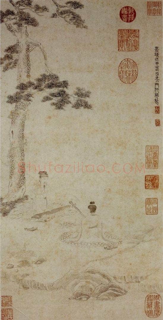  仇英 《松阴琴阮图》 书画作品