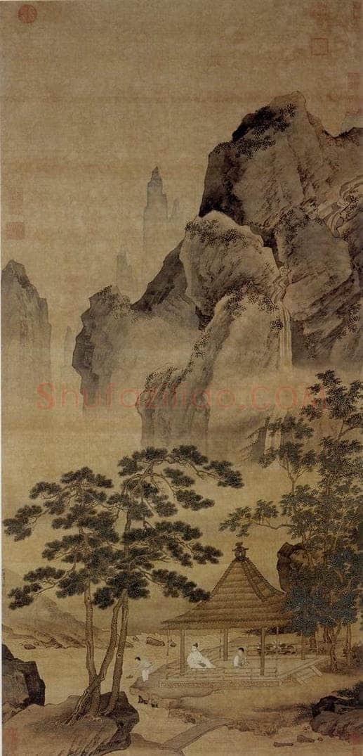 仇英 《松亭试泉图》 书画作品