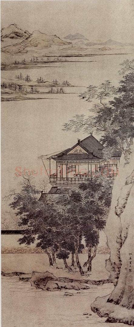 仇英 《远眺图》 书画作品