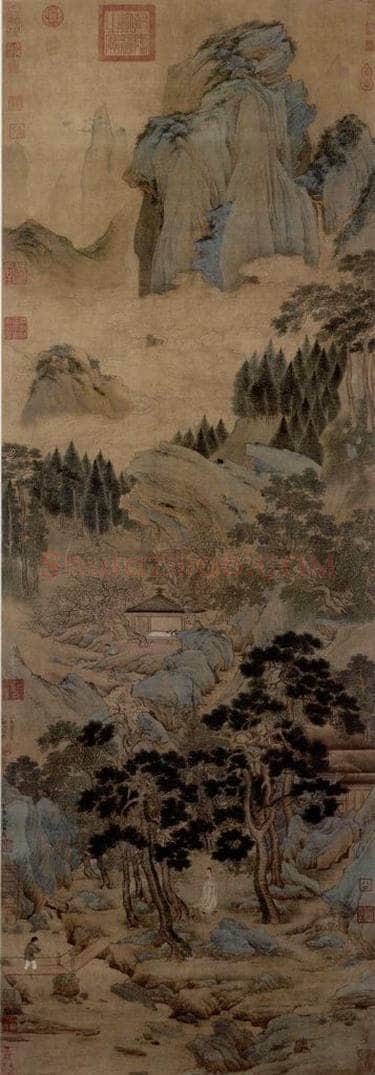  仇英 《桃村草堂图》 书画作品
