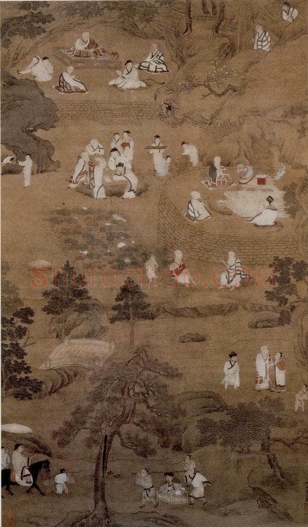 仇英 《莲社图》 书画作品