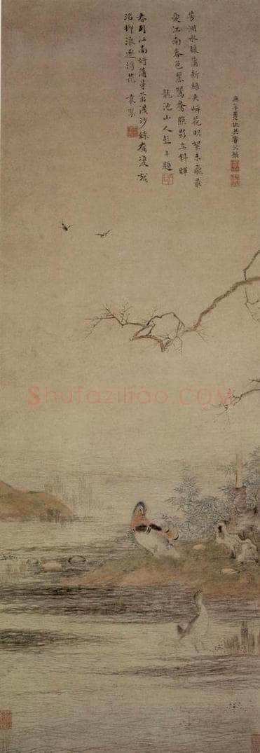 仇英 《沙汀鸳鸯图》 书画作品
