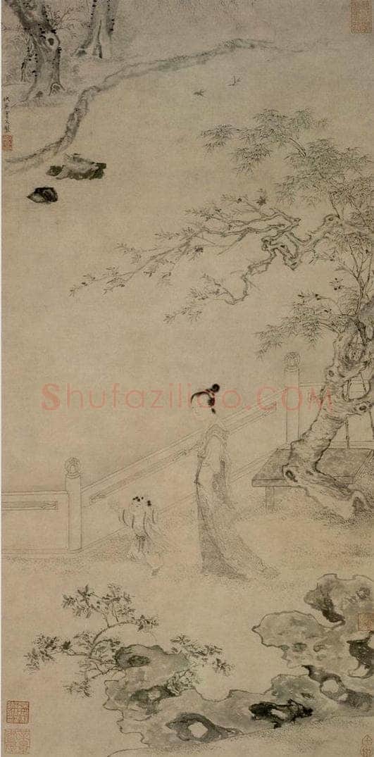 仇英 《鸳鸯仕女图》 书画作品