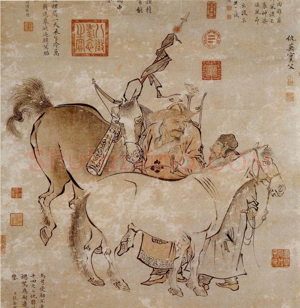  仇英 《双骏图局部》 书画作品