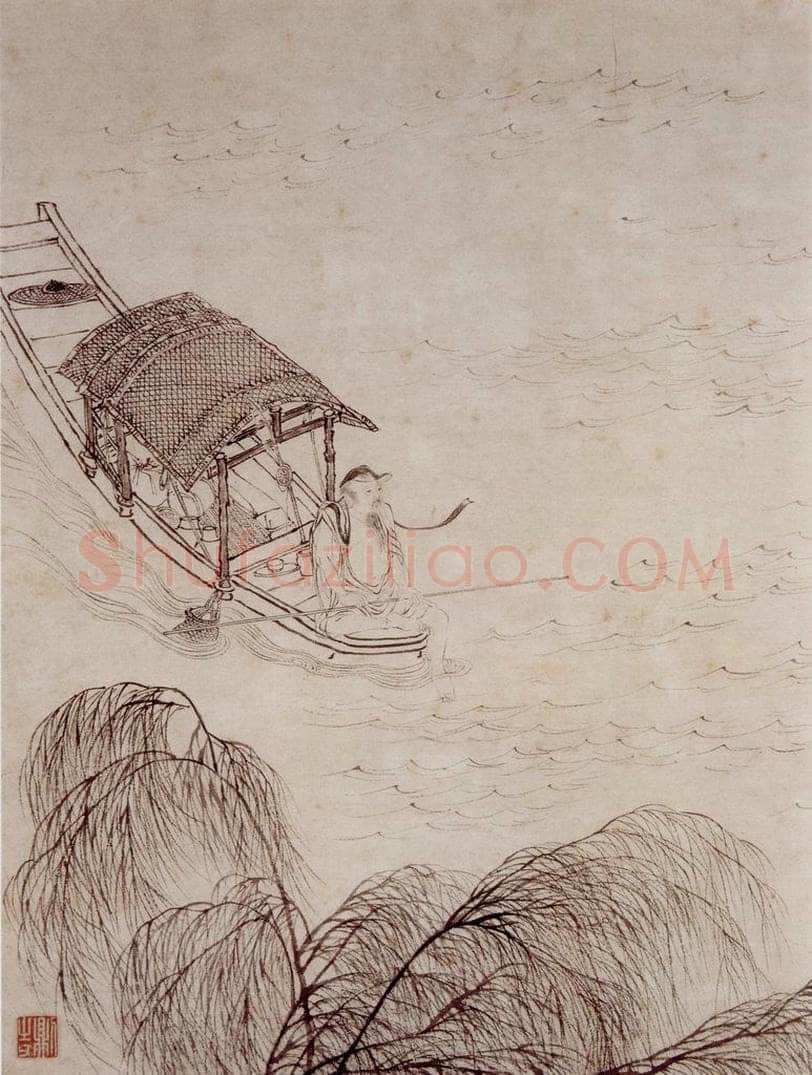 仇英 《柳塘渔艇图局部》 书画作品