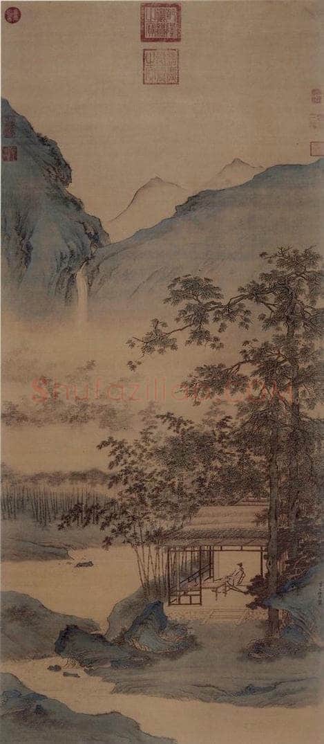 仇英 《桐阴书静图》 书画作品