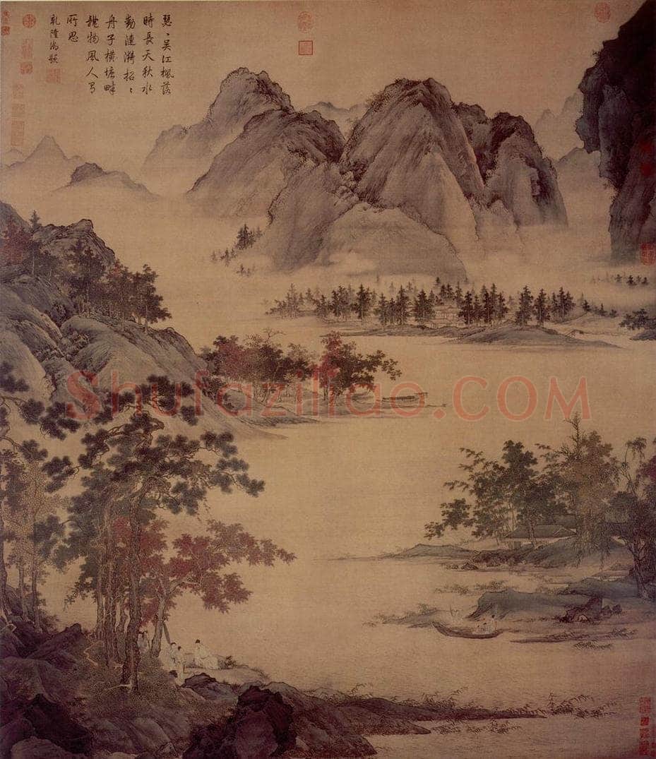  仇英 《秋江待渡图》 书画作品