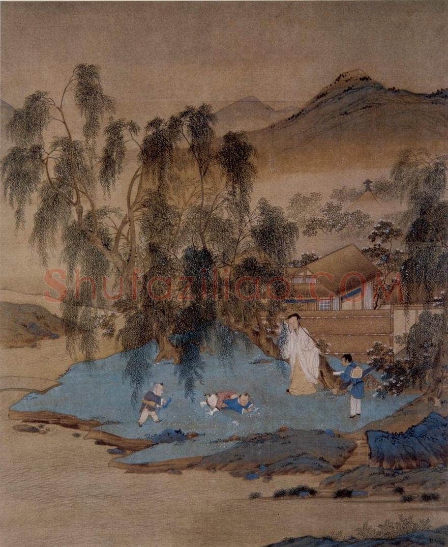 仇英 《捉柳花图》 书画作品