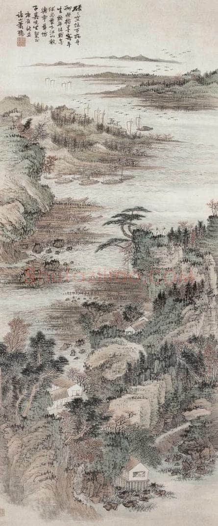 1940年 萧谦中 《秋江平远图》 书画作品