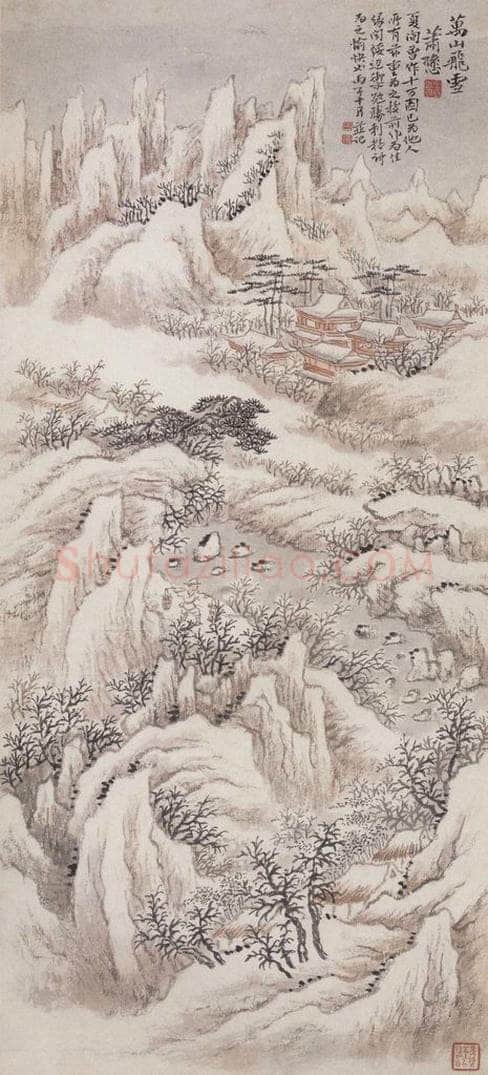 1938年 萧谦中 《万山飞雪》 书画作品