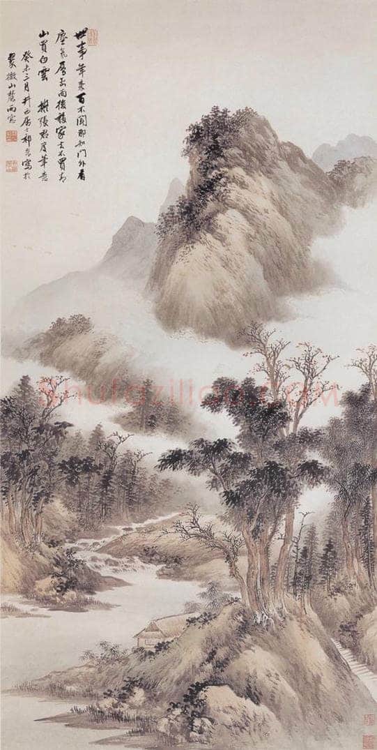 1943年 祁崑 《仿张君度笔意》 书画作品