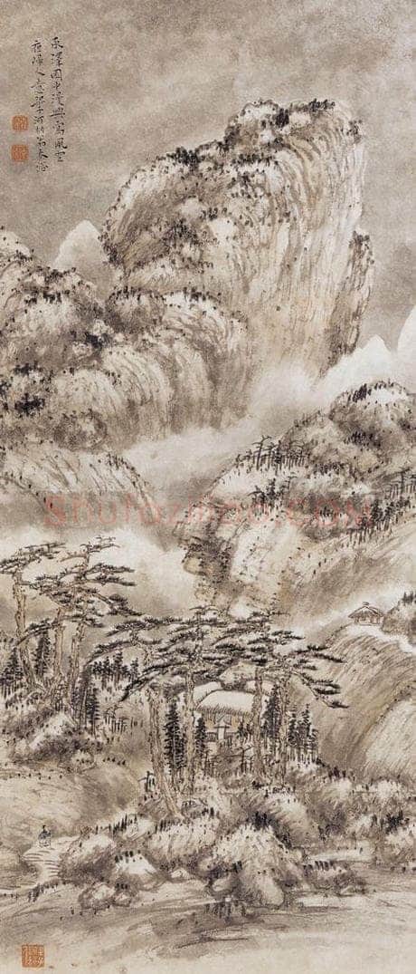 秦仲文 《风雪亱归》 书画作品