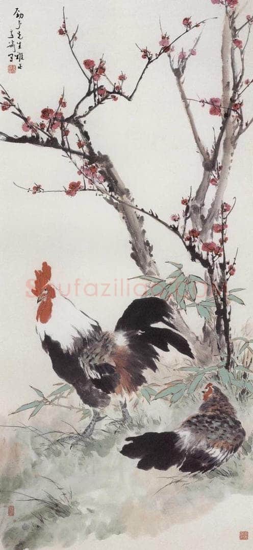 王雪涛 《梅竹双鸡》 书画作品